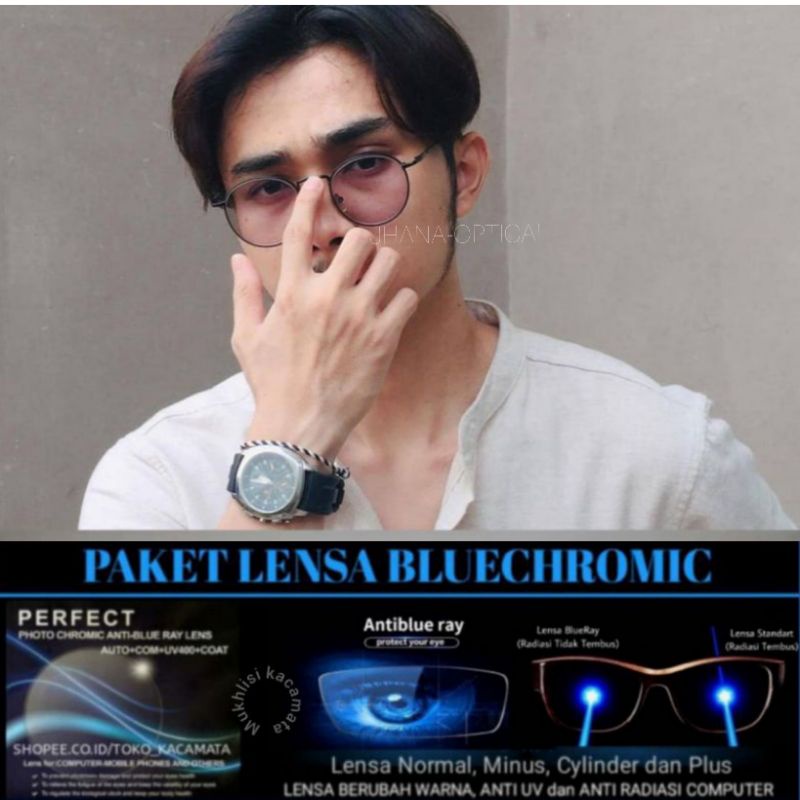 kacamata pria dan wanita|paket lensa blue chromic minus anti radiasi