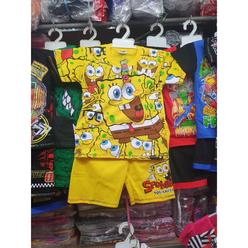 SETELAN BAJU ANAK SPONGEBOB SQUAREPANTS KARTUN UMUR 1-9 THN