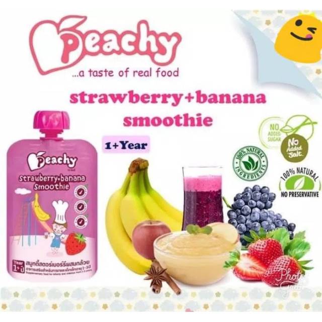 

Peachy strawberry + banana smooties