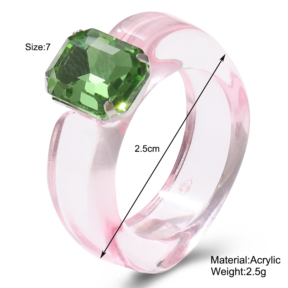 Korean Diamond Transparent Acrylic Rings Fashion Colorful Finger Ring Women Jewelry Accessories