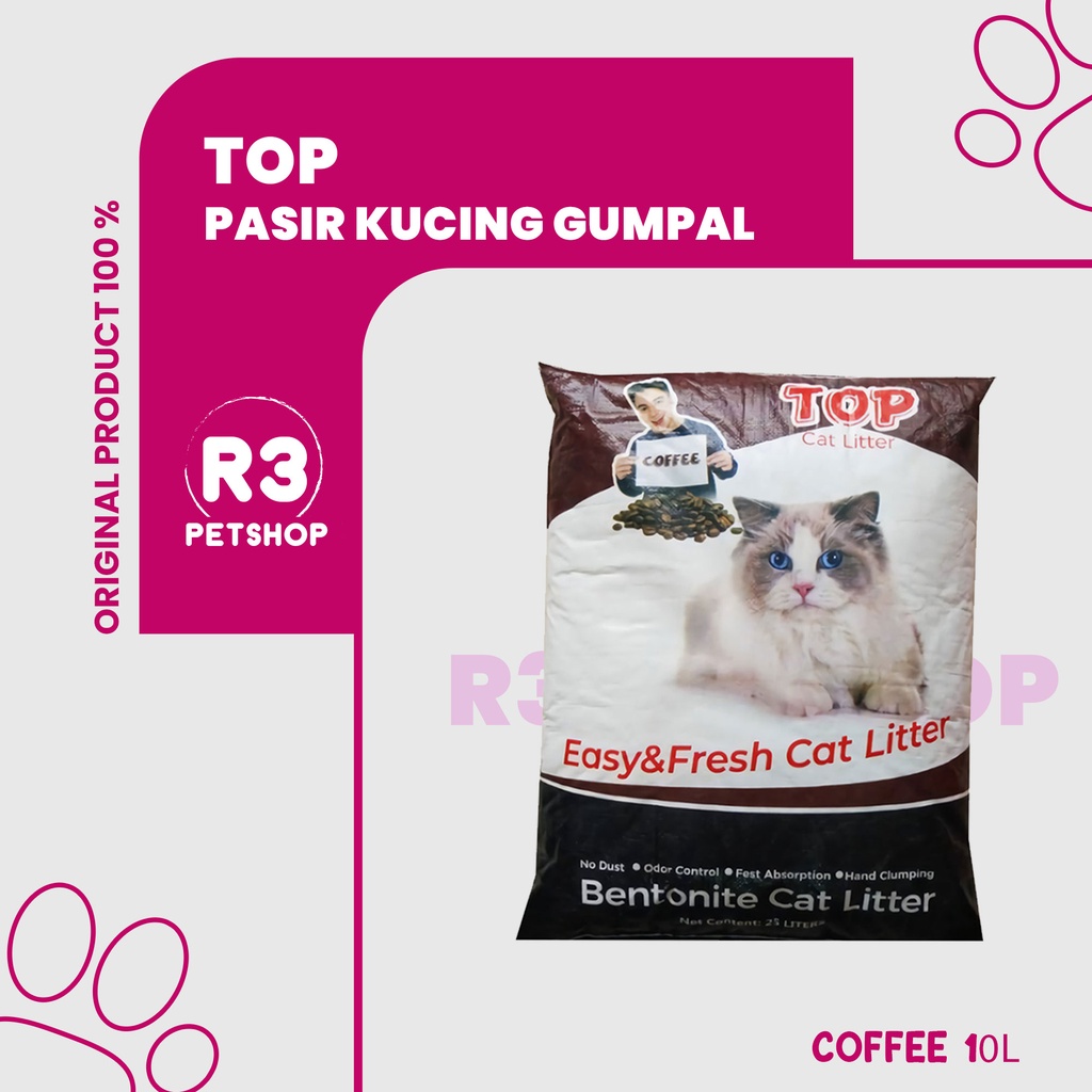 Pasir Kucing Gumpal Wangi merk TOP 10 litter (Grab gosend)