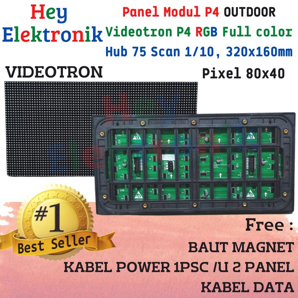 Panel Modul LED P4 Running Text SMD RGB Full Color Outdoor 320x160mm