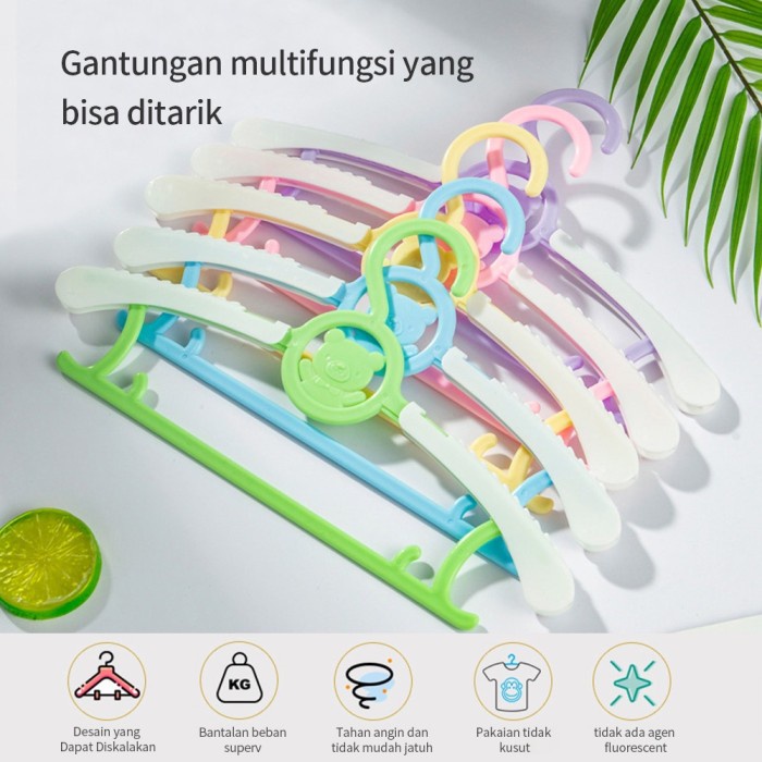 Hanger Baju bayi dan anak bisa memanjang – AC 43 – Tempat Gantungan Jemuran plastik untuk Baju celana  handuk  gurita gerita grita  rak lemari dinding perlengkapan bayi dan anak stand folding hanger lipat anger kapstok gantungan baju hook