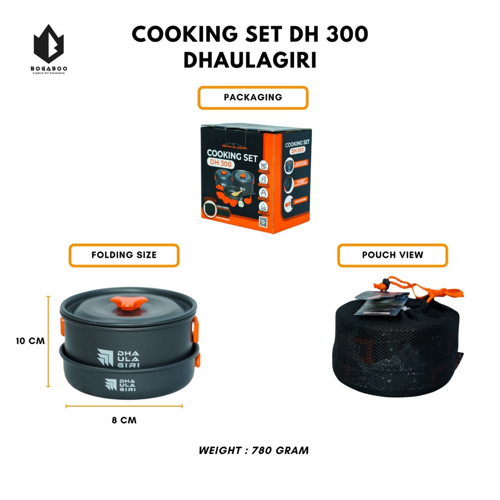 Cooking Set DHAULAGIRI 300 - Alat Masak Panci set Outdoor Gunung -  Panci Nesting - Coking Set Camping