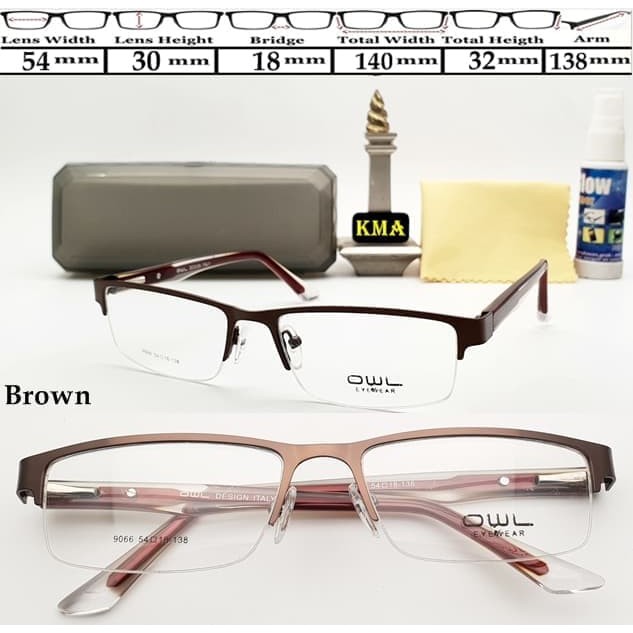 kacamata half frame minus OWL frame kacamata minus super unisex