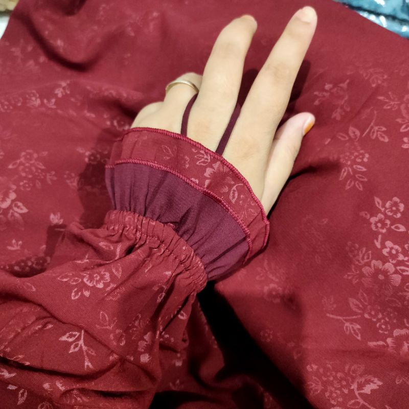 GAMIS SET CADAR / GAMIS SYARI /GAMIS SUNNAH SET EMBOS WOLFIS LENGAN KARET TANPA TALI  FREE CADAR DAN CADAR BISA COD-5