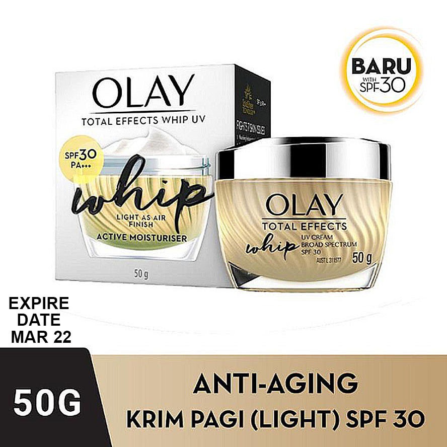 Olay Total Effect Whip UV Active Moisturizer SPF30 50g - Krim Pelembab