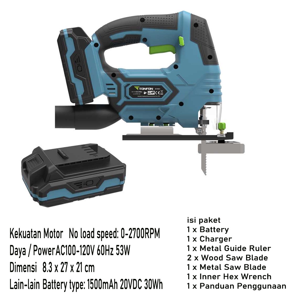 mesin gergaji jigsaw tanpa kabel Gergaji Elektrik portable potong triplek kayu Wireless JigSaw Wood 