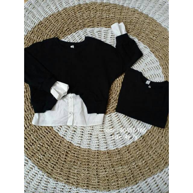 Blouse Black &amp; White Impor Anak Perempuan