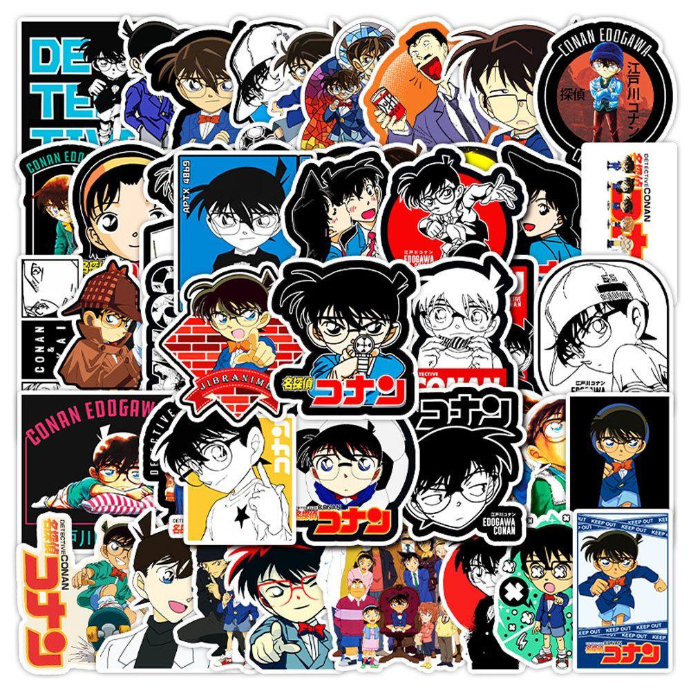 【 ELEGANT 】 Detektif Conan Stiker DIY Label Kartun Klasik Anime Motor Detektif Conan Perlengkapan Kantor Sekolah Koper Skateboard Animel Stiker