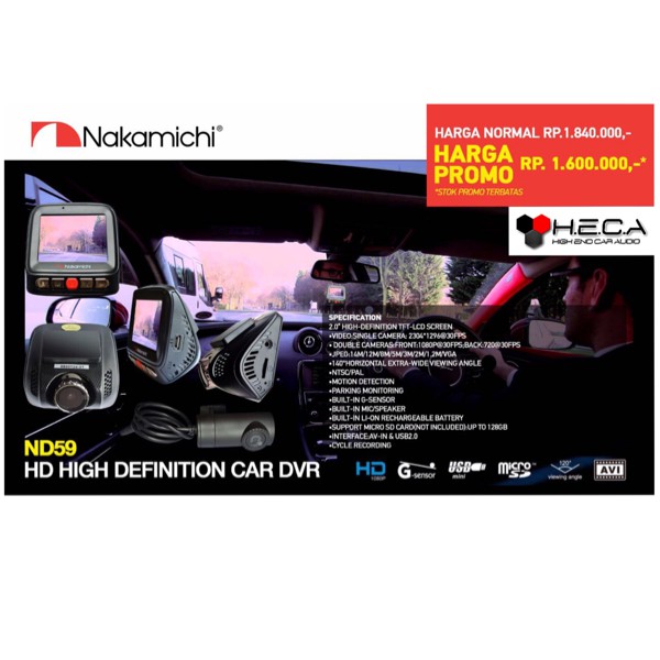 Nakamichi ND59 Car Camera 1296P, Perekam Perjalanan Mobil dengan Layar TFT LCD 2.0 Inch dan Kapasitas Memori Hingga 128GB