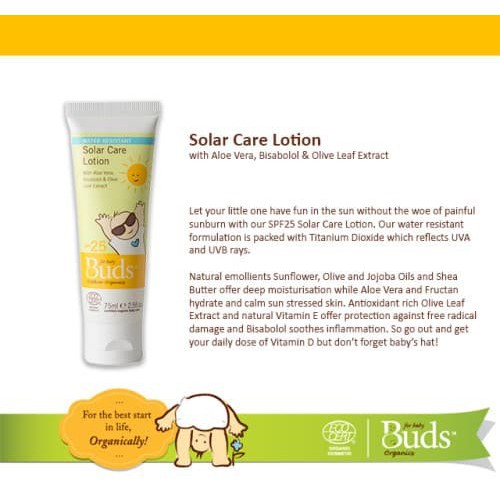 Buds Everyday Organics - Solar Care Lotion 75ml
