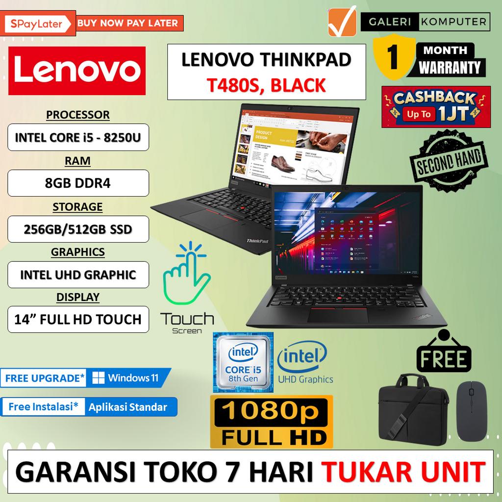 LAPTOP MURAH LENOVO THINKPAD T480S INTEL CORE i5 - 8250U 16GB 512GB WINDOWS 10 PRO