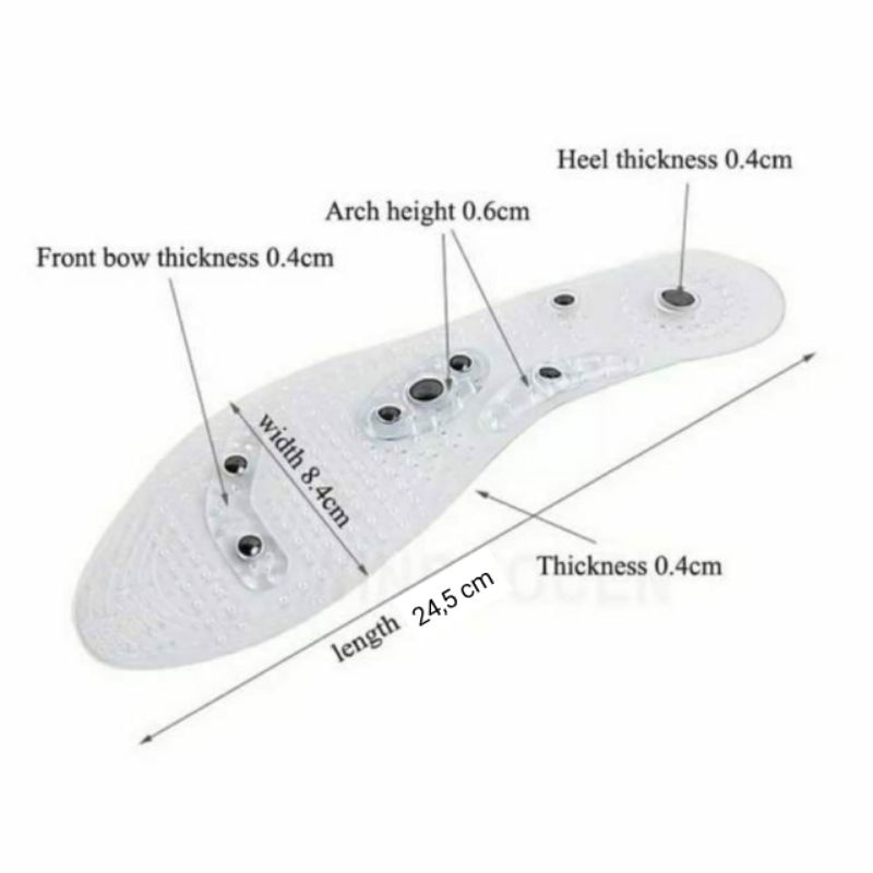 Alas Kaki Sepatu Magnetic Silikon Therapy Transparent Shoe Pad Insole Magnet