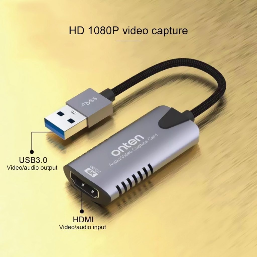 ONTEN OTN-US323 - USB Audio Video Capture Card - Plug and Play - Support 4K UHD