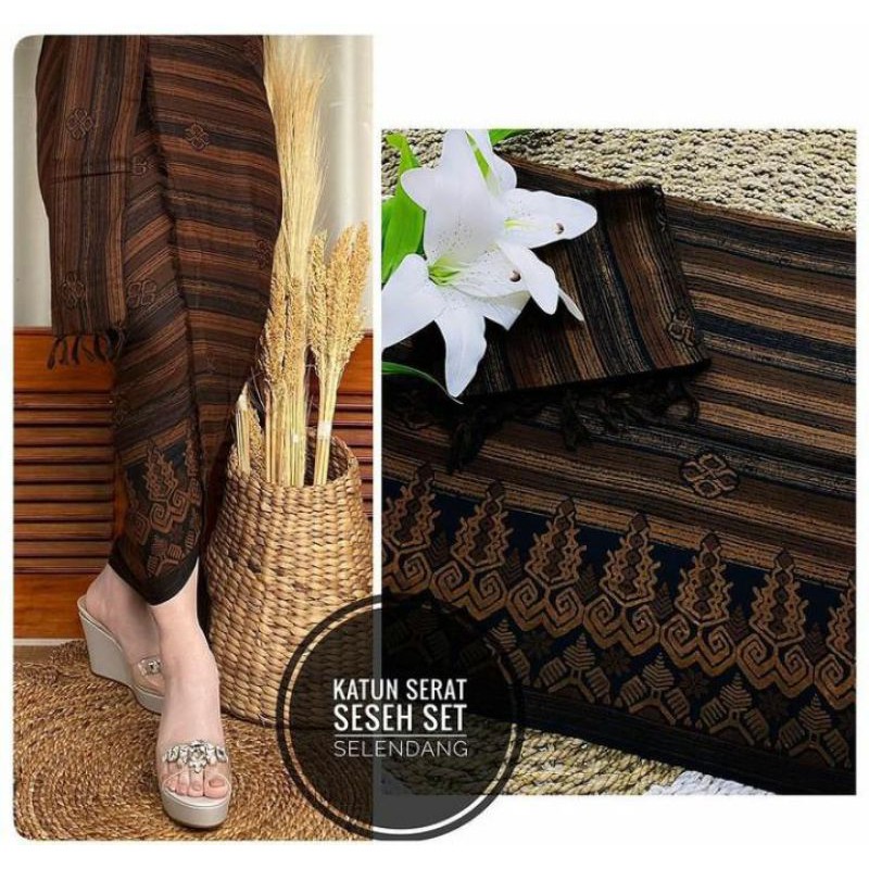 Kamen bali set selendang katun serat seseh dan endek catri alam