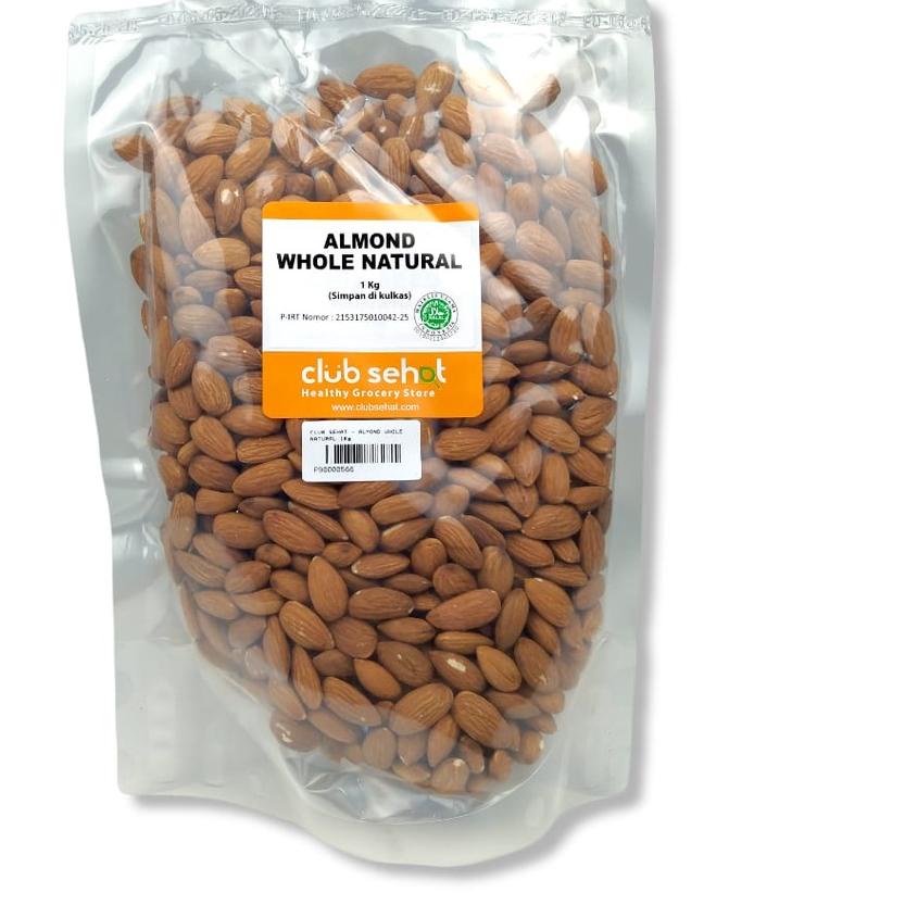 

BISA COD ✔️CLUB SEHAT - Kacang Almond utuh mentah tanpa kulit dengan kulit ari / Almond mentah / raw almond 1Kg|KD3