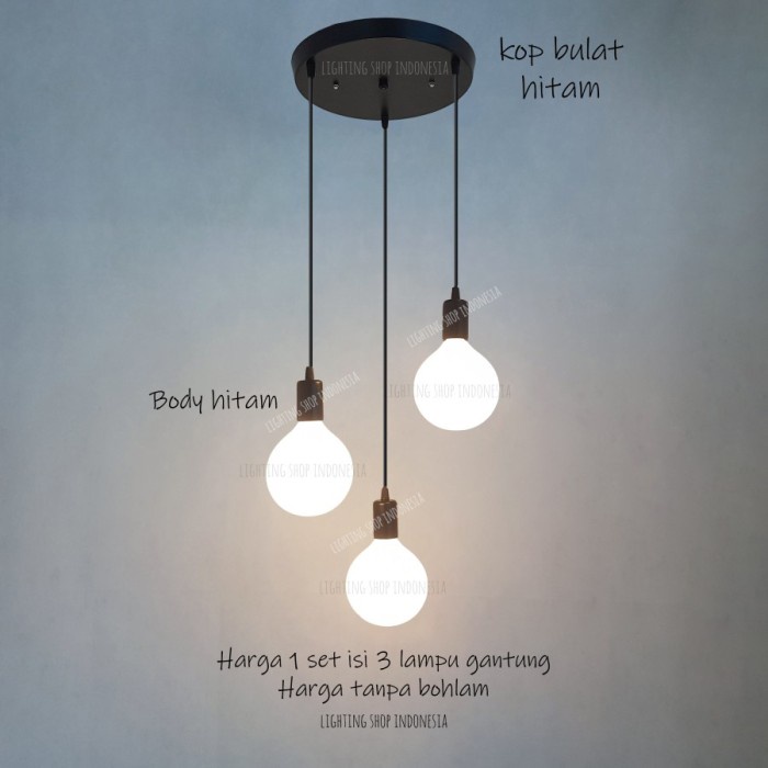 Lampu Meja - Lampu Gantung Minimalis Fiting 3 Lampu 3In1 Void Panjang Meja Makan