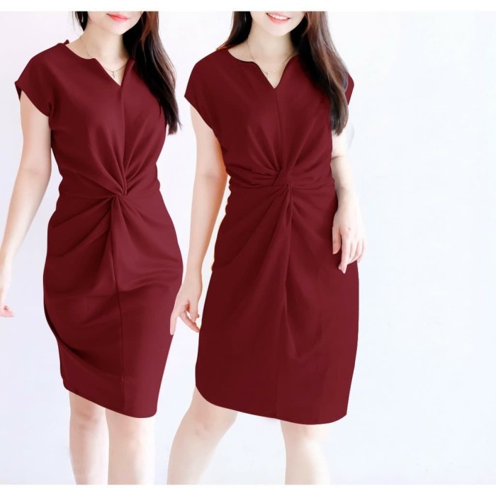 Terbaru Imlek 2020 Natal Baju Cewek Dress Sabrina Lili/ Dress Wan AT955 Dres Weiwei Maron [Dress 01