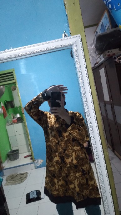 Trolistore Grosir Batik Tunik Wanita Busana Muslim Lengan Panjang Busui Coklat Motif Sodasi