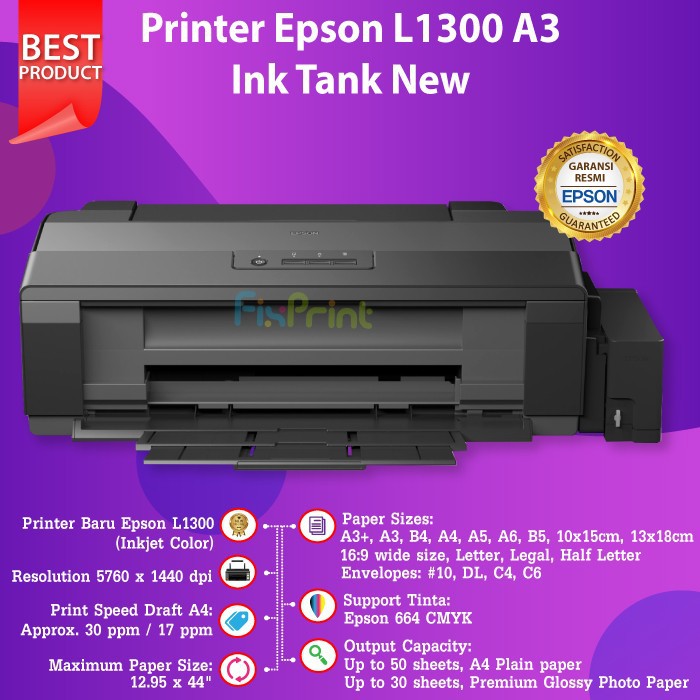 Printer Epson L 1300 Printer A3 L1300 Printer Kualitas Foto GARANSI RESMI