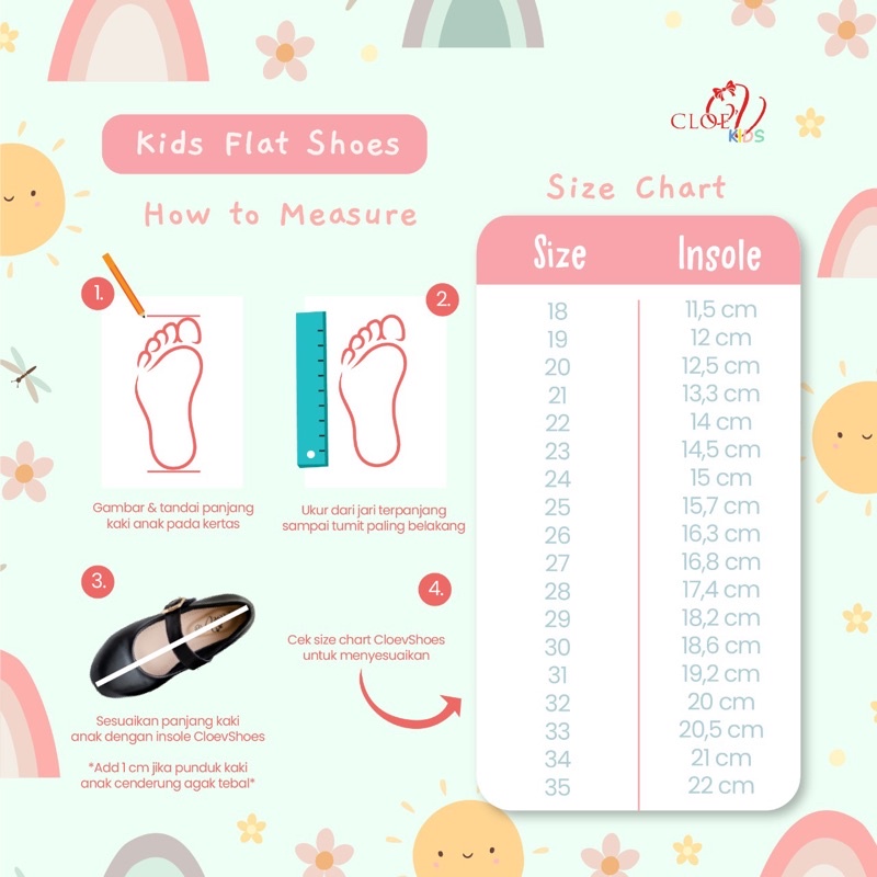 CLOEVKIDS - Cheli Size 22-35 Flatshoes Sepatu Anak Pesta Ballet Pita pastel