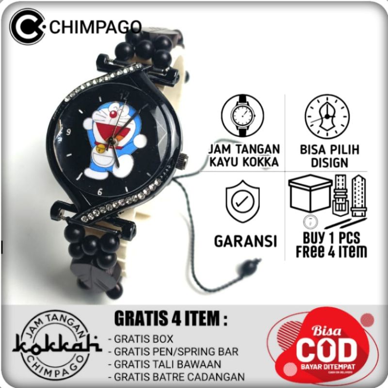 Jam tangan wanita / tali kayu kokka / Doraemon
