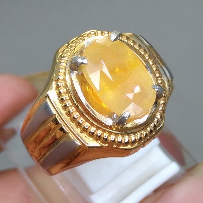 Cincin Batu permata Asli Yakut Kuning Kristal yellow Safir Top