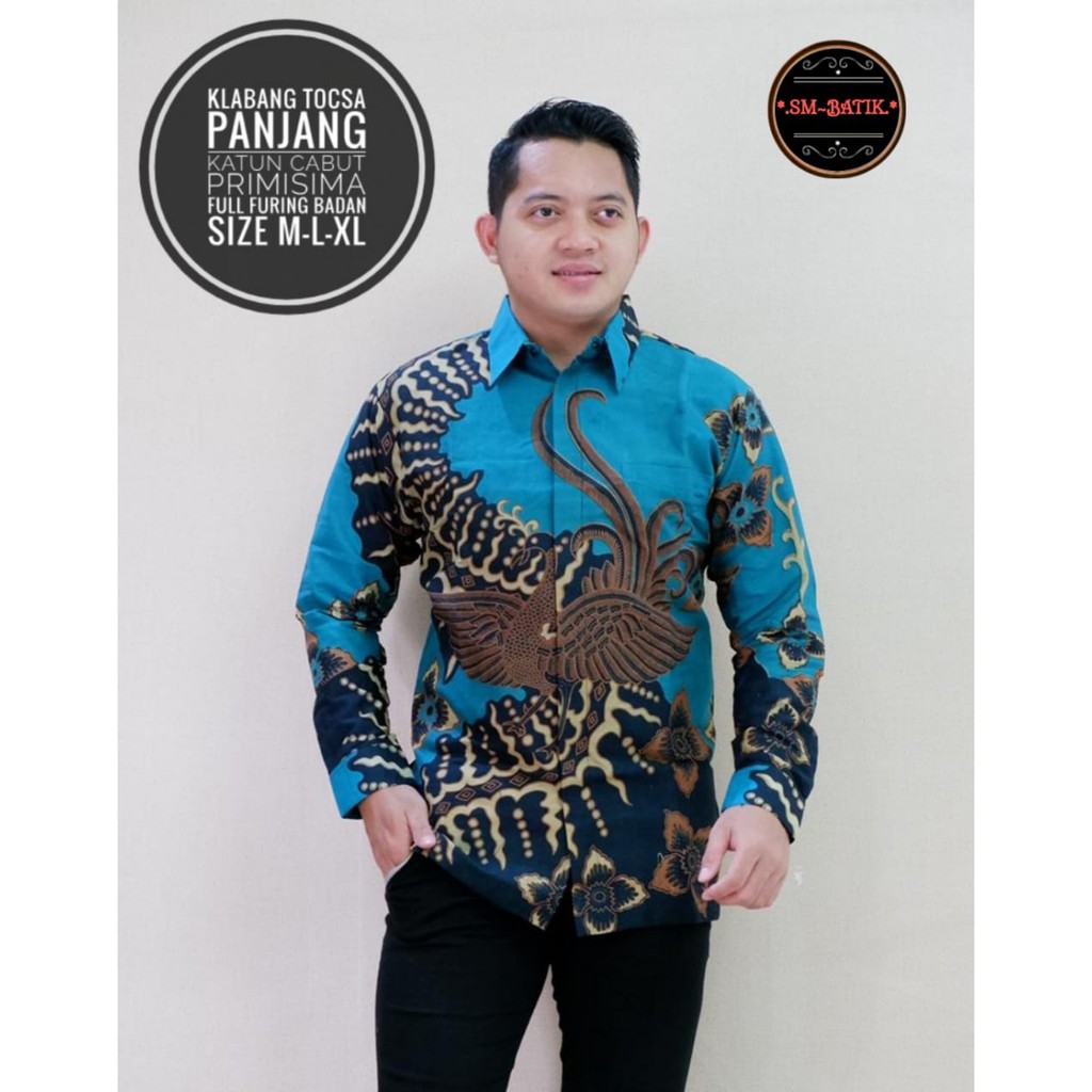 Kemeja Baju Batik Pria Lengan Panjang PREMIUM Modern LAPIS FURING KLABANG TOSCA SM BATIK