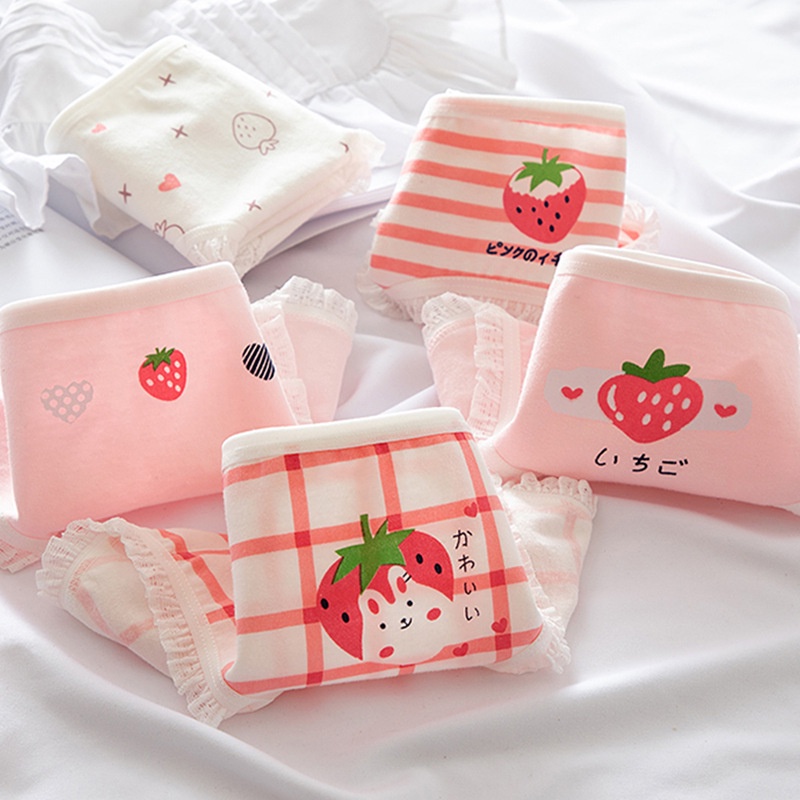 ❤ MIMI ❤ CD imut fashion Undies Celana Dalam Wanita Motif Renda Strawberry IMport Murah