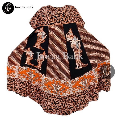 Juwita Batik - Daster Payung Jumbo LD 130 3XL Wayang 4 Klok Pola - Kancing Dada Busui Friendly