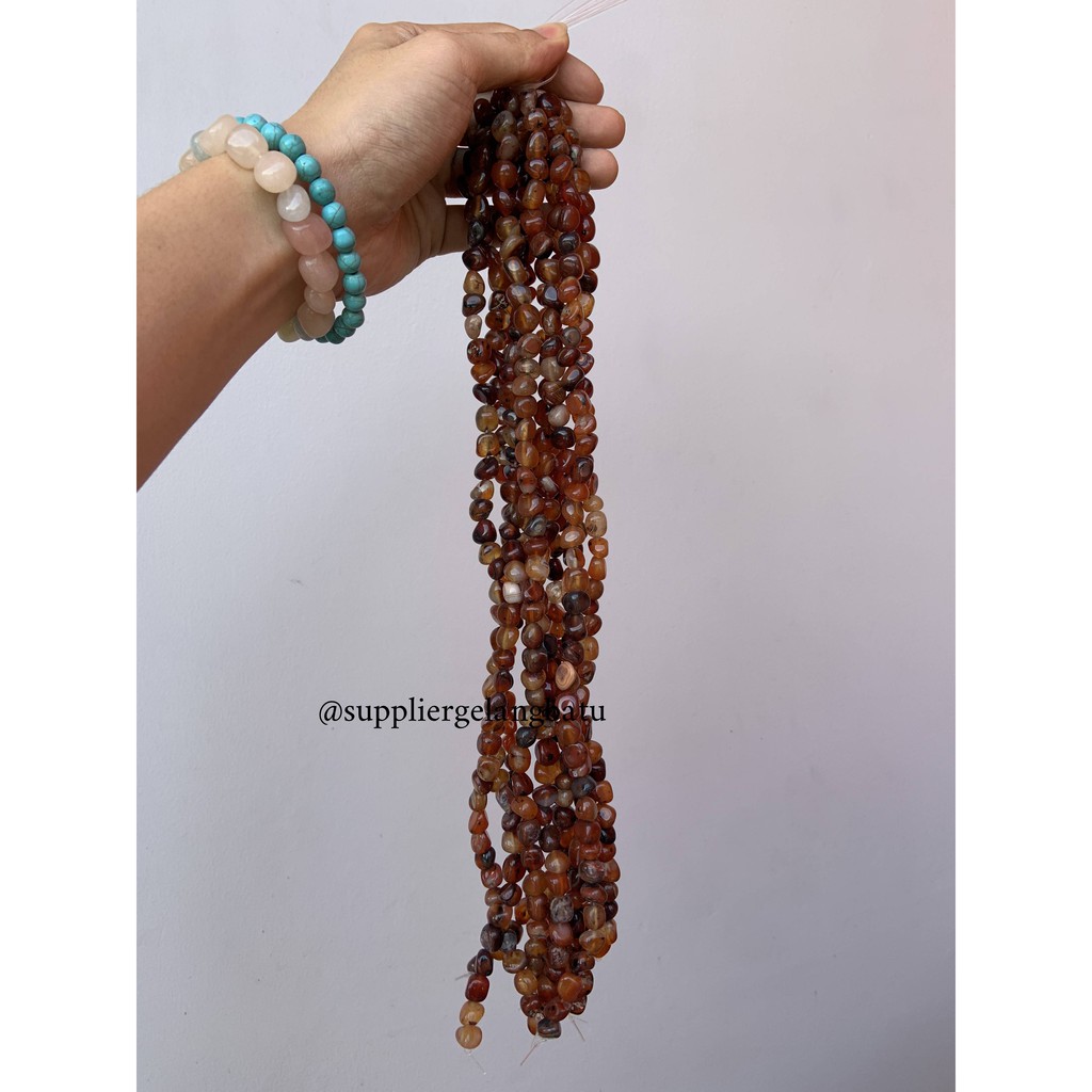 manik Batu alam BLACK RED AGATE Beads 12 x 10mm blackred hitam merah