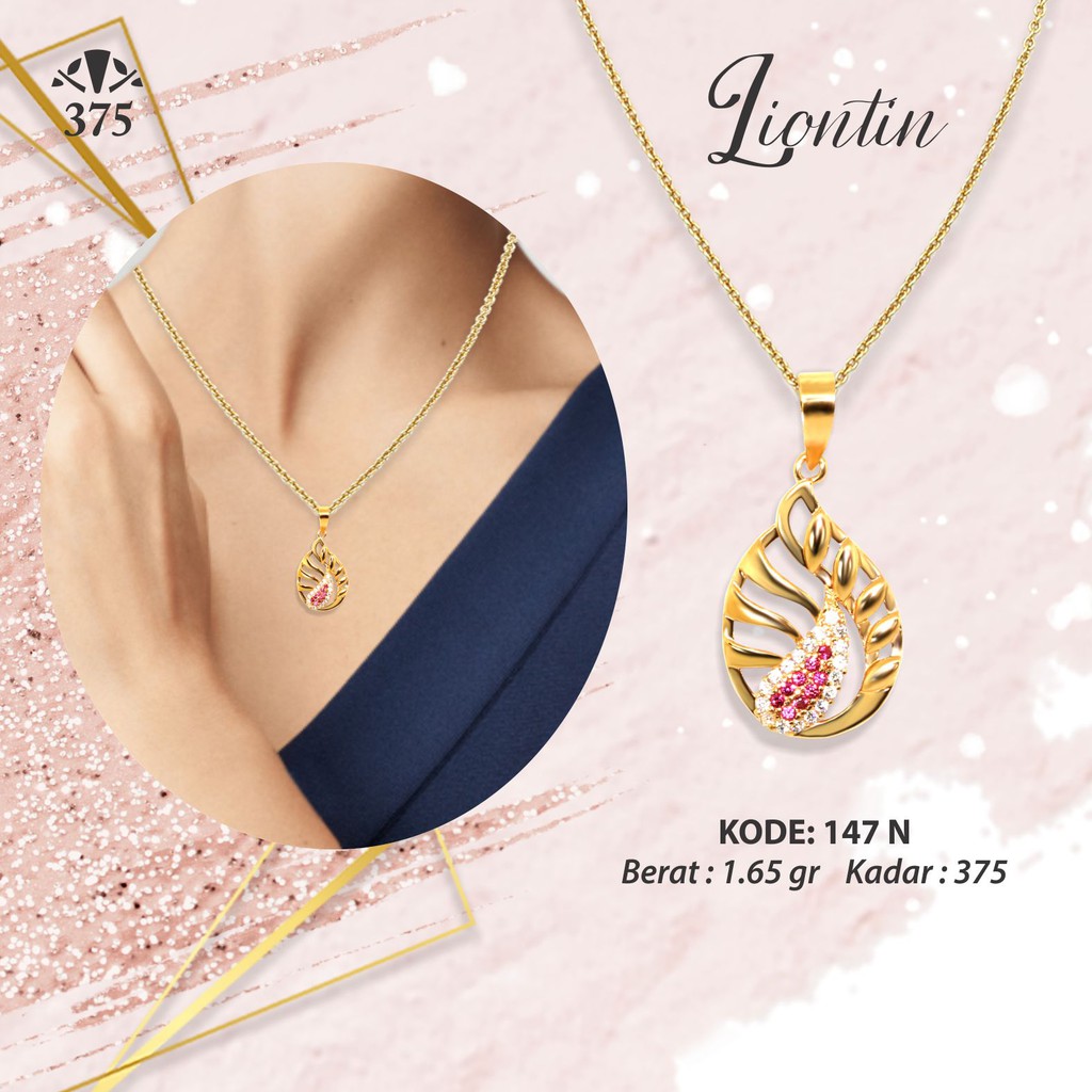 TM375 LIONTIN VARIASI EMAS ASLI BATU WARNA