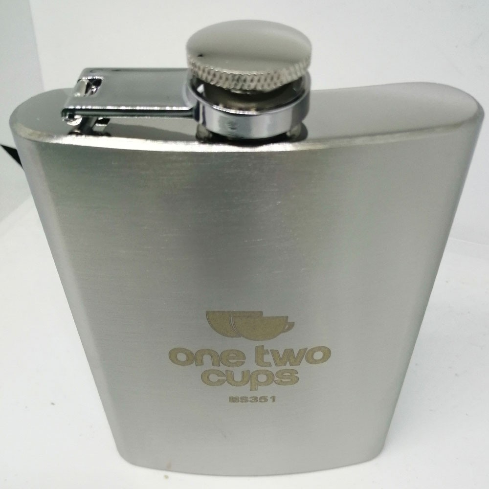 Botol Minum Wine Flask Bentuk Kotak 8oz OneTwoCups Silver