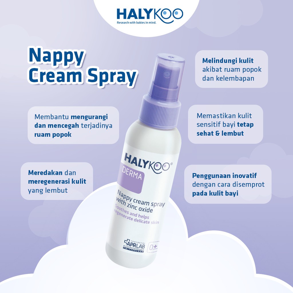 VITA66 HALYKOO NAPPY CREAM SPRAY ZINC OXIDE PENCEGAH RUAM POPOK BAYI 100ML