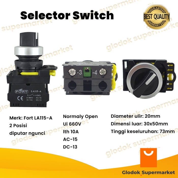 Saklar Selector Switch 2 Posisi On Off 2 Step Fort LA115-A