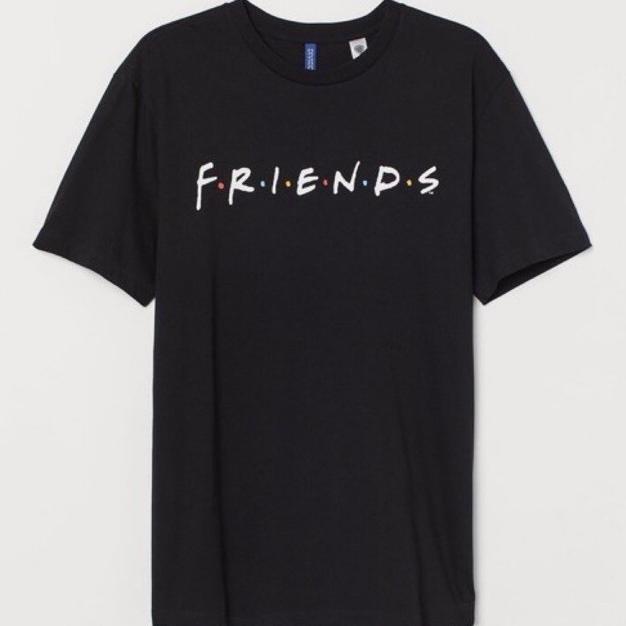 T shirt hnm h&m friends black chest printed Star Seller Termurah Trend