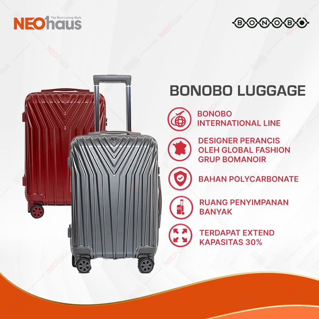 BONOBO TRAVEL LUGGAGE -  Koper Bonobo Silver / Wine [26 & 22 Inch]