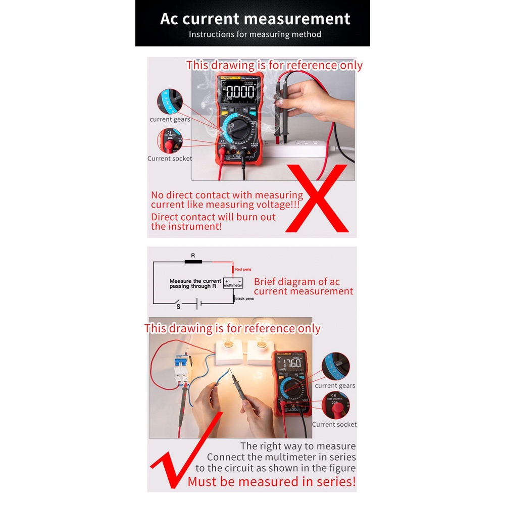 Solighter Multimeter Digital Mini ANENG M118A Auto M Multimetro Tranistor Dengan NCV Presisi Tinggi