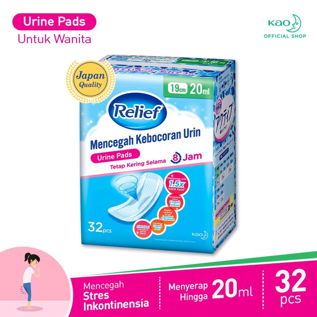 RELIEF URINE PADS UKURAN 19CM 20ML ISI 32