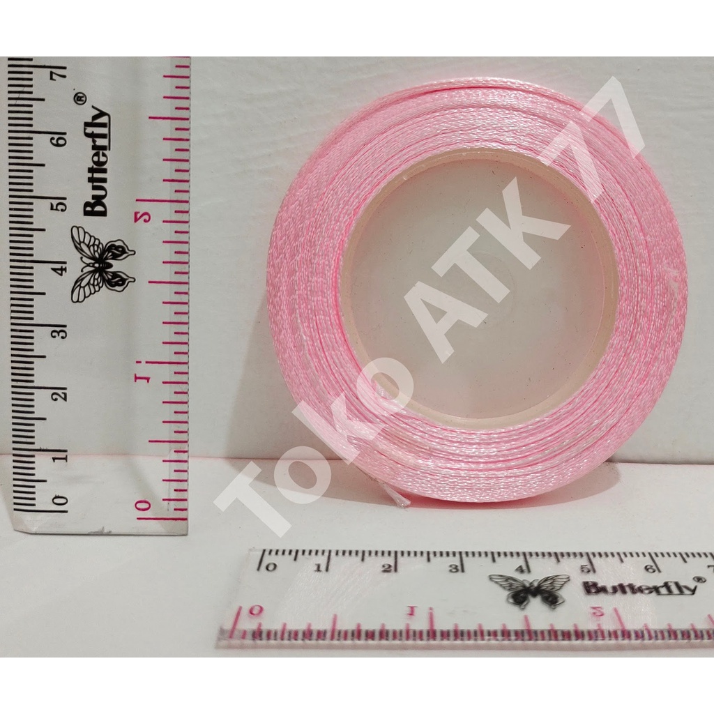 Pita Kado Kain Satin 0.25&quot; 0,25&quot; 1/4&quot; seperempat inch Pink Muda READY STOCK