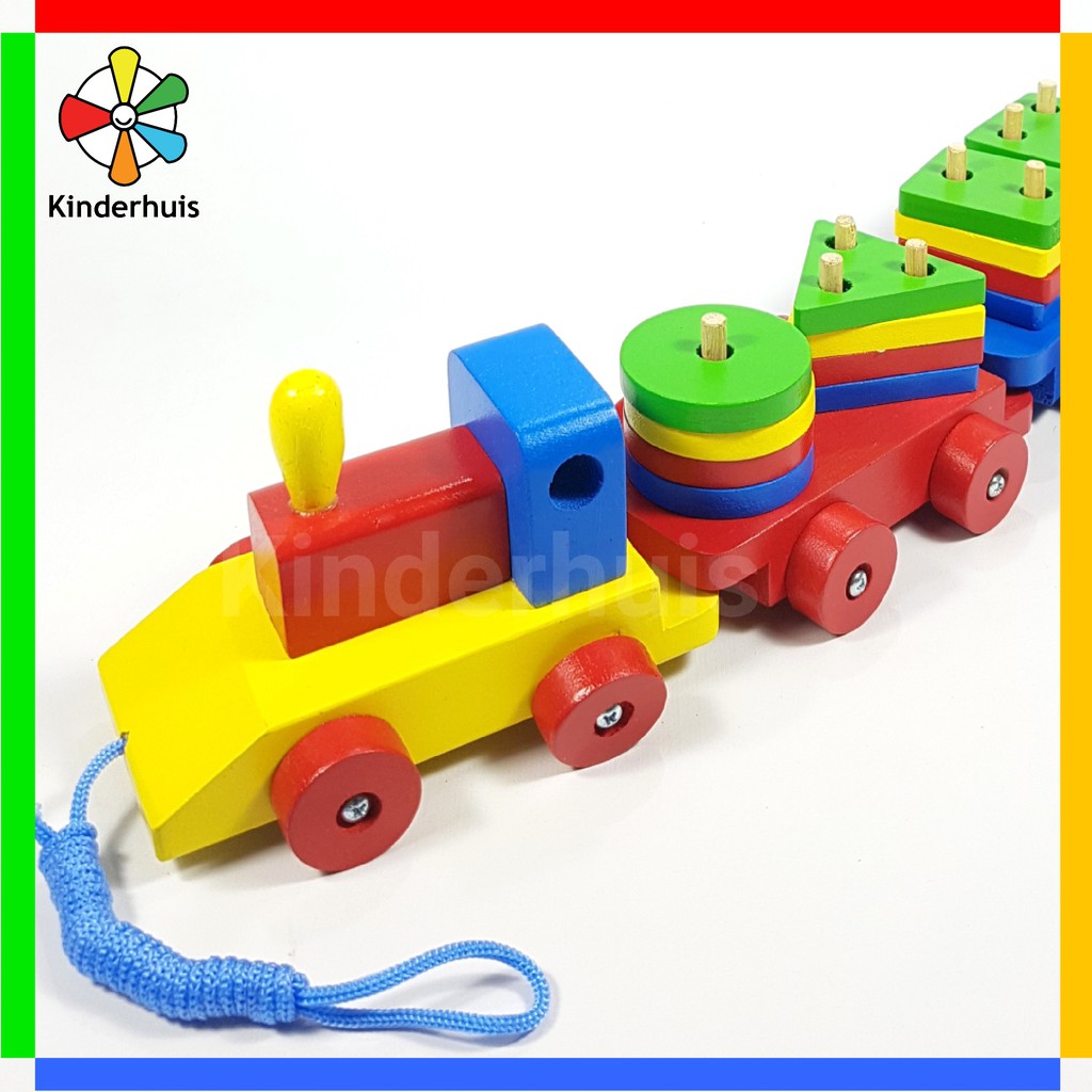 Mainan Kereta / Kereta Api Mainan / Kereta Kayu / Kereta Mengenal Bentuk & Warna - Mainan Kayu Eduka