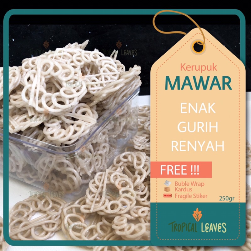 KERUPUK MAWAR Putih 250gr / Krupuk Uyel / Kerupuk keriting / Krupuk Bawang / kerupuk putih mentah