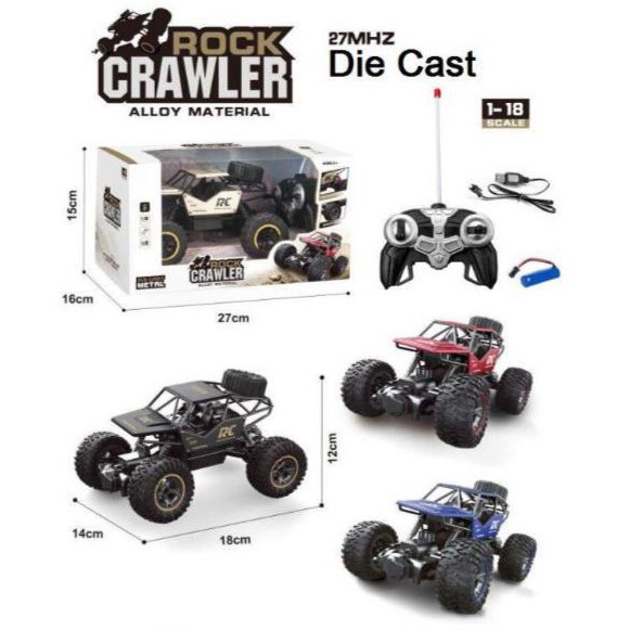 Mainan Mobil Remote Control Rock Crawler Offroad Alloy Material 1:18