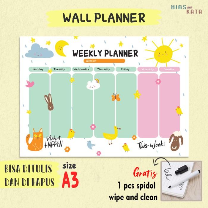 

Weekly Planner Wall Size A3 (Gratis 1Pcs Spidol Wipe & Clean )