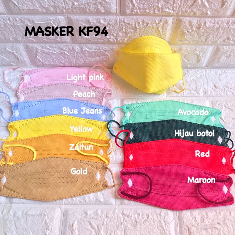 MASKER KF94 PUTIH HITAM WARNA 1BOX ISI 10PCS / MASKER EARLOOP 4PLY KOREA TERMURAH