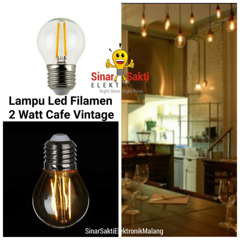 Lampu Led Filamen 2 watt 2w Edison Cafe E27 Vintage Outdoor Oval