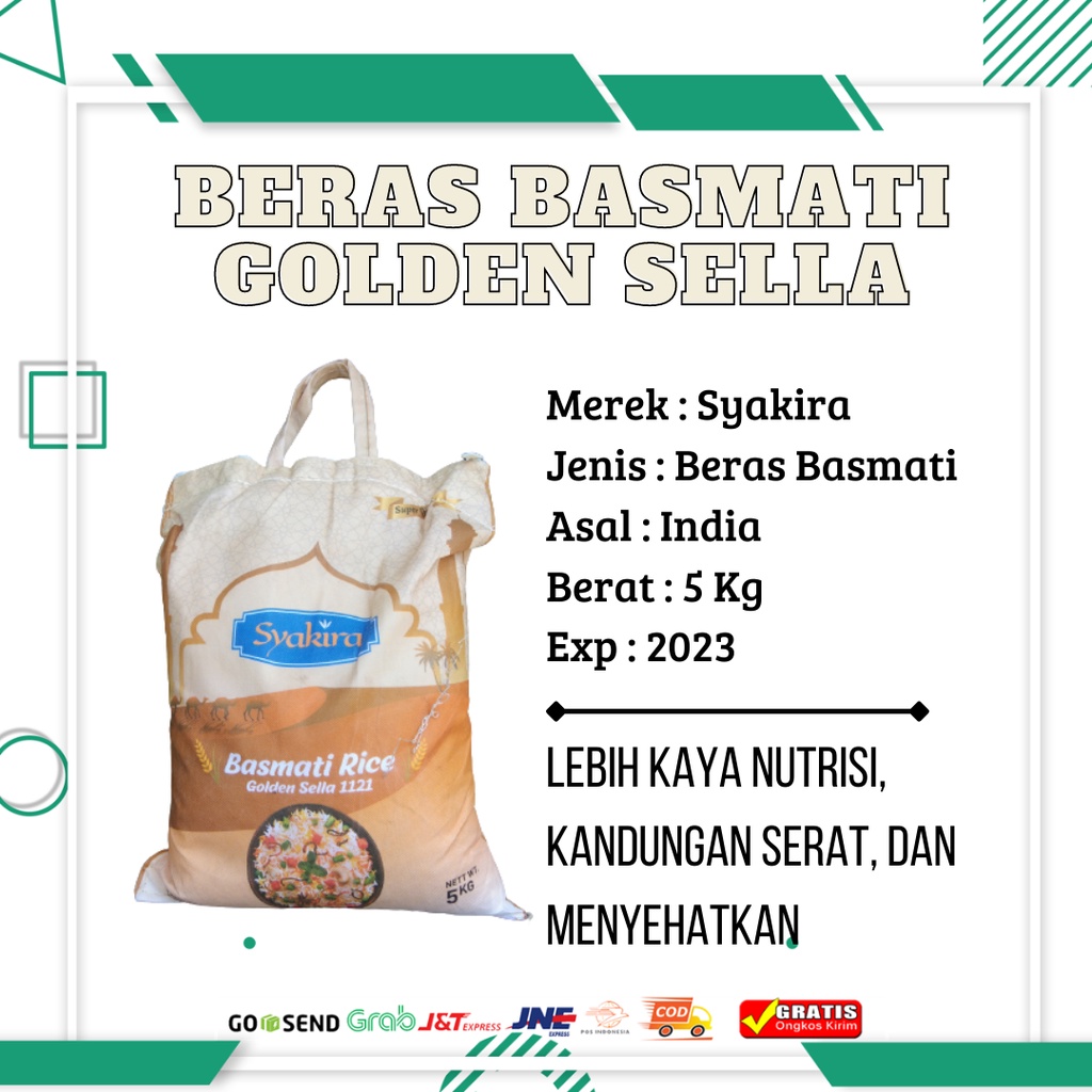 Beras Basmati 5 Kg Syakira Golden Sella Original Asli India Murah