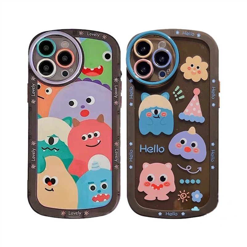 Soft Case Silikon Tebal Motif Monster Kecil Untuk iPhone 13 12 11 Pro Max SE 2020 Xr X Xs Max 7 8 Plus