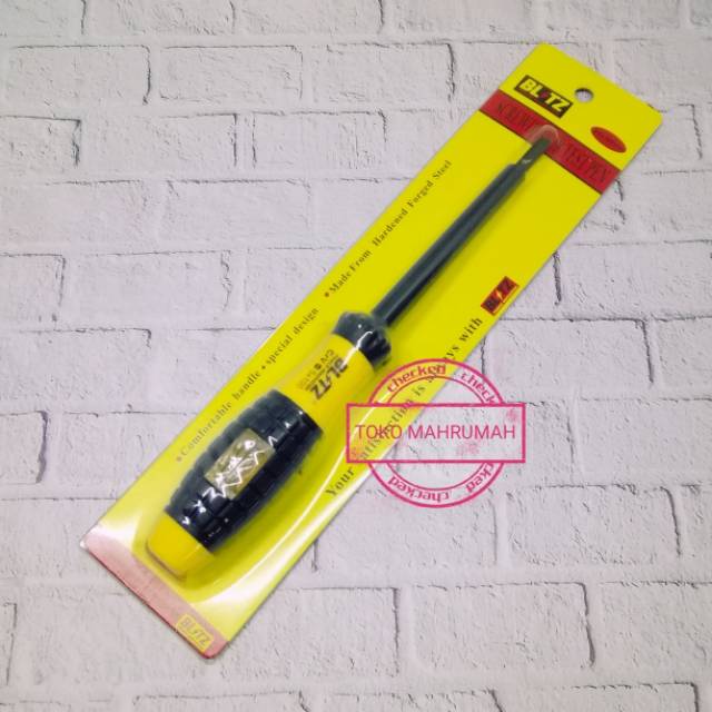 Obeng Tespen Screwdriver Test Pen Testpen AC Blitz 3&quot; (4x75mm) Gagang Karet